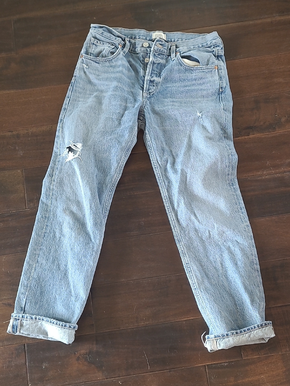 Citizens Of Humanity Light Blue Distressed Straight-Leg Jeans